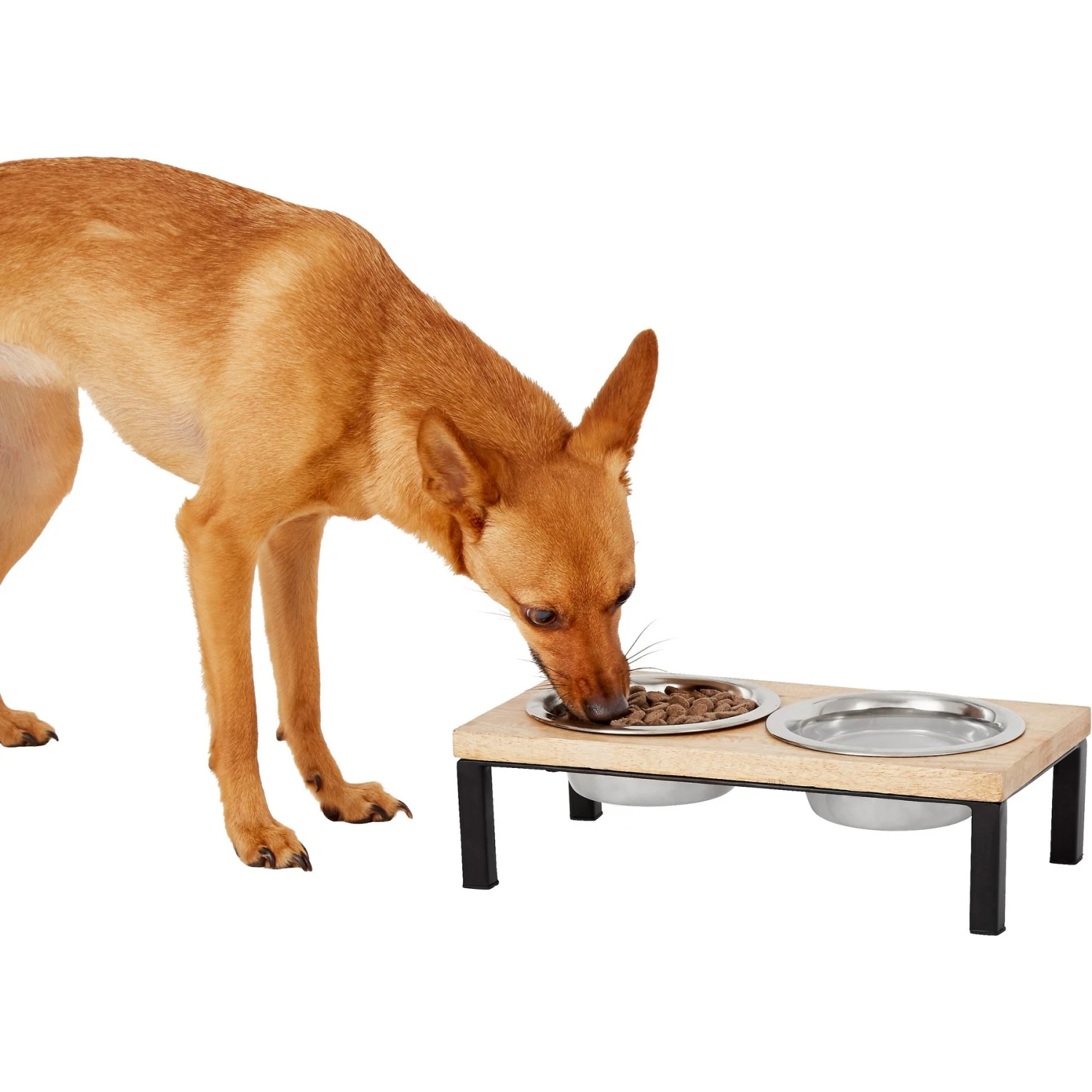 Frisco Wood Elevated Stainless Steel Double Diner Dog & Cat Bowl 3 Frisco Wood Elevated Stainless Steel Double Diner Dog & Cat Bowl