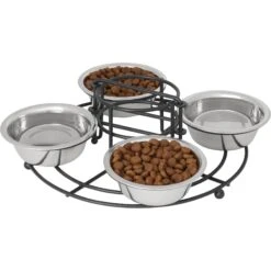 Frisco Multi Pet Feeding 4-Bowls Stainless Steel Dog & Cat Bowls, 0.5 Cup 12 Frisco Multi Pet Feeding 4-Bowls Stainless Steel Dog & Cat Bowls, 0.5 Cup -Chewy 213787 PT2. AC SS1800 V1598450208