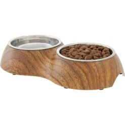 Frisco Double Stainless Steel Bowl, Wood Design 11 Frisco Double Stainless Steel Bowl, Wood Design -Chewy 216068 PT2. AC SS1800 V1591021015