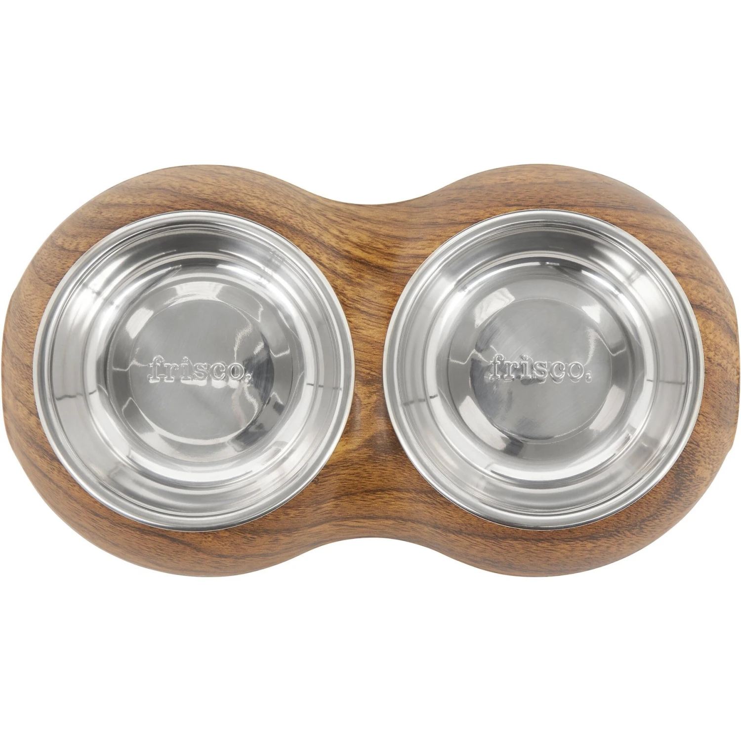 Frisco Double Stainless Steel Bowl, Wood Design 6 Frisco Double Stainless Steel Bowl, Wood Design - Image 4