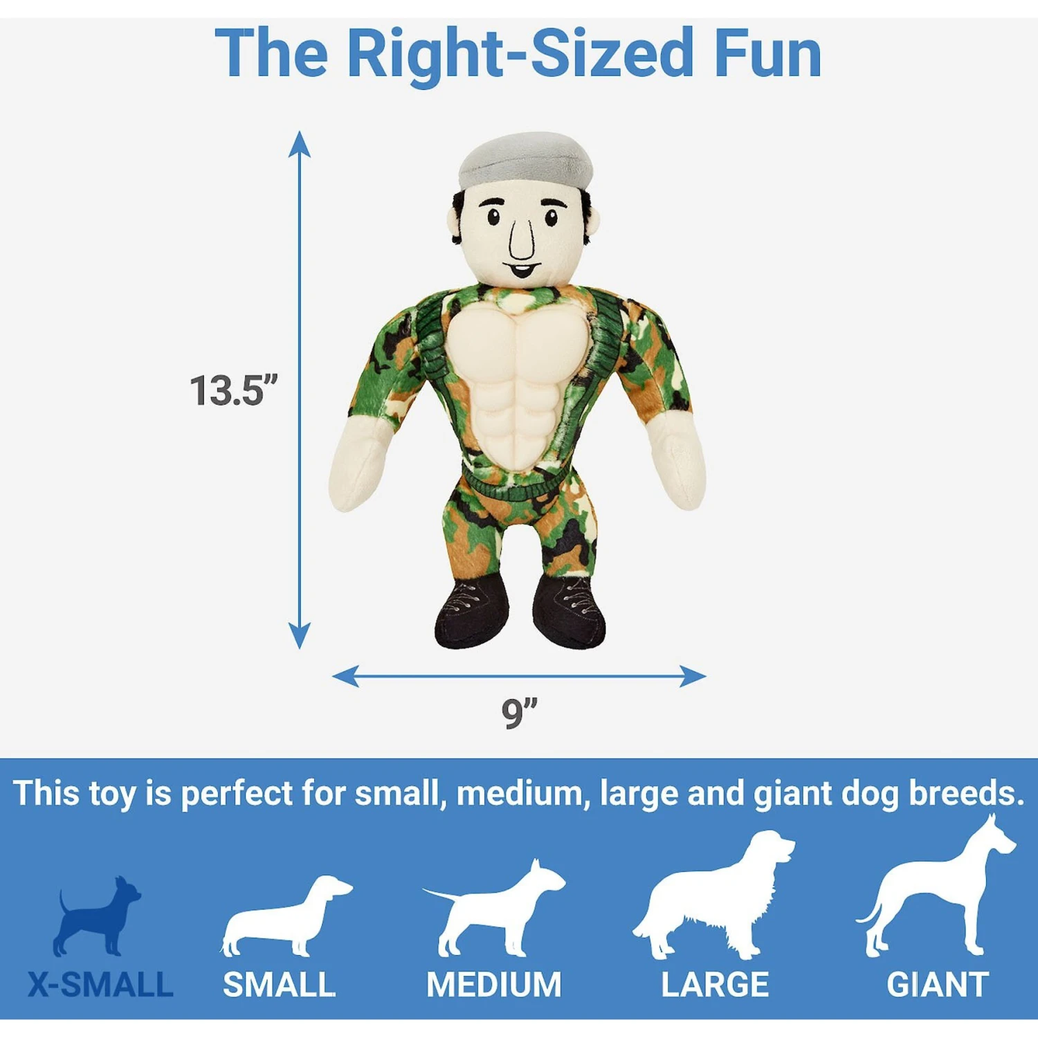 Frisco Retro Camo Hero Muscle Plush Squeaky Dog Toy 4 Frisco Retro Camo Hero Muscle Plush Squeaky Dog Toy - Image 2