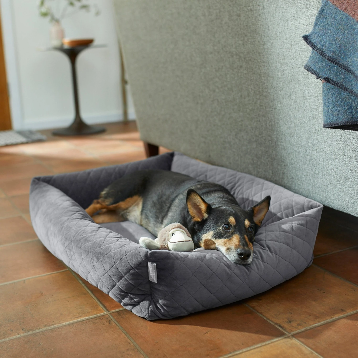 Frisco Velvet Rectangular Bolster Cat & Dog Bed 3 Frisco Velvet Rectangular Bolster Cat & Dog Bed