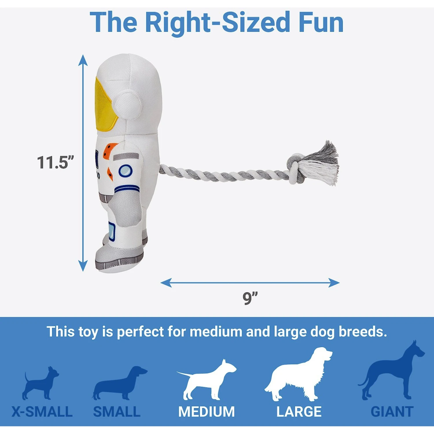 Frisco Ballistic Nylon Plush With Rope Squeaky Astronaut Dog Toy 4 Frisco Ballistic Nylon Plush With Rope Squeaky Astronaut Dog Toy - Image 2