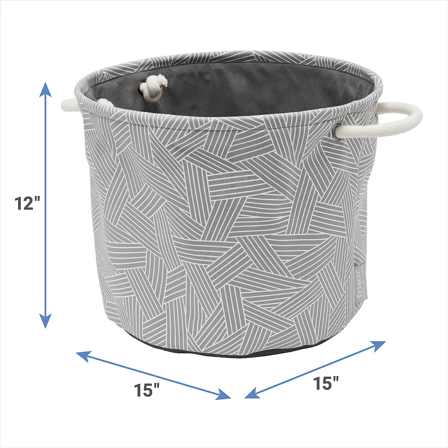 Frisco Round Collapsible Pet Toy Storage Bin, Gray Basket Weave 5 Frisco Round Collapsible Pet Toy Storage Bin, Gray Basket Weave - Image 3