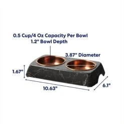 Frisco Copper Stainless Steel Double Dog & Cat Bowls With Black Marble Stand 11 Frisco Copper Stainless Steel Double Dog & Cat Bowls With Black Marble Stand -Chewy 253058 PT1. AC SS1800 V1685732020