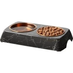 Frisco Copper Stainless Steel Double Dog & Cat Bowls With Black Marble Stand 13 Frisco Copper Stainless Steel Double Dog & Cat Bowls With Black Marble Stand -Chewy 253058 PT3. AC SS1800 V1616593931