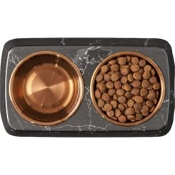 Frisco Copper Stainless Steel Double Dog & Cat Bowls With Black Marble Stand 15 Frisco Copper Stainless Steel Double Dog & Cat Bowls With Black Marble Stand -Chewy 253058 PT5. AC SS1800 V1616595394