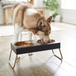 Frisco Copper Stainless Steel Elevated Foldable Double Dog & Cat Bowls -Chewy 253060 PT2. AC SS1800 V1616594243