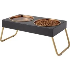 Frisco Copper Stainless Steel Elevated Foldable Double Dog & Cat Bowls -Chewy 253060 PT3. AC SS1800 V1616594251