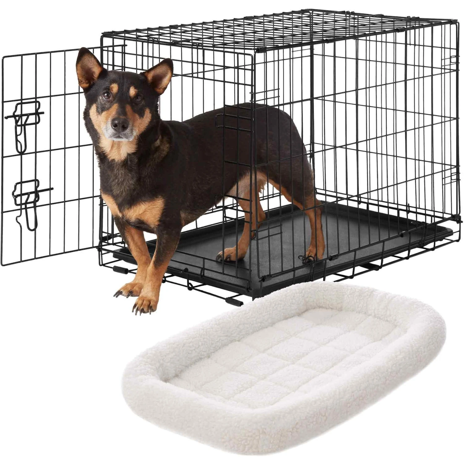 Frisco Fold & Carry Single Door Collapsible Wire Dog Crate & Frisco Quilted Dog Crate Mat 3 Frisco Fold & Carry Single Door Collapsible Wire Dog Crate & Frisco Quilted Dog Crate Mat
