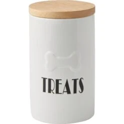 Frisco Ceramic Treat Jar With Wood Lid