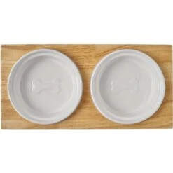 Frisco Ceramic Dog & Cat Double Diner With Elevated Wood Stand -Chewy 256052 PT5. AC SS1800 V1615313559