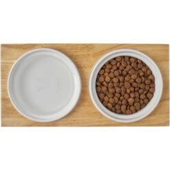 Frisco Ceramic Dog & Cat Double Diner With Elevated Wood Stand -Chewy 256052 PT6. AC SS1800 V1615311469