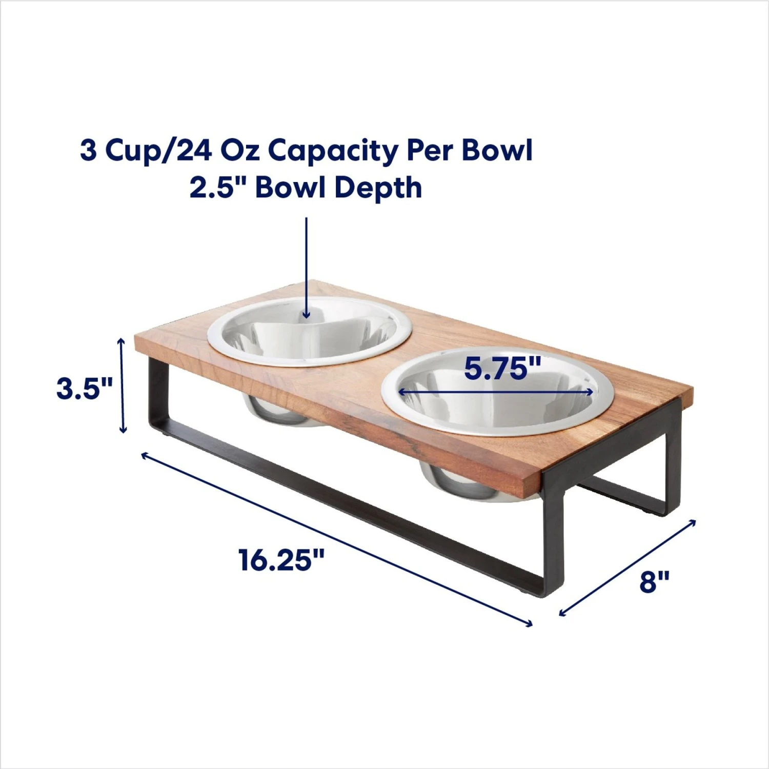 Frisco Wood Elevated Non-Skid Stainless Steel Double Diner Dog & Cat Bowl 4 Frisco Wood Elevated Non-Skid Stainless Steel Double Diner Dog & Cat Bowl - Image 2