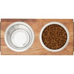 Frisco Wood Elevated Non-Skid Stainless Steel Double Diner Dog & Cat Bowl 10 Frisco Wood Elevated Non-Skid Stainless Steel Double Diner Dog & Cat Bowl -Chewy 257143 PT2. AC SS1800 V1615310833