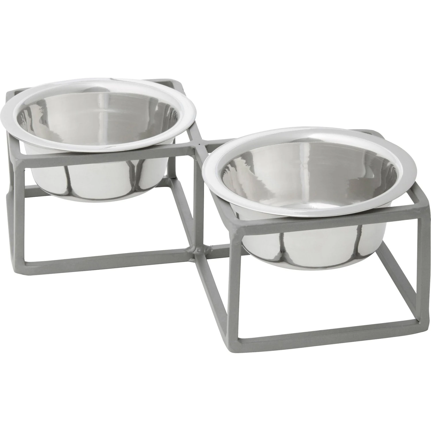 Frisco Elevated Diamond Stainless Steel Double Diner Dog & Cat Bowl 5 Frisco Elevated Diamond Stainless Steel Double Diner Dog & Cat Bowl - Image 3