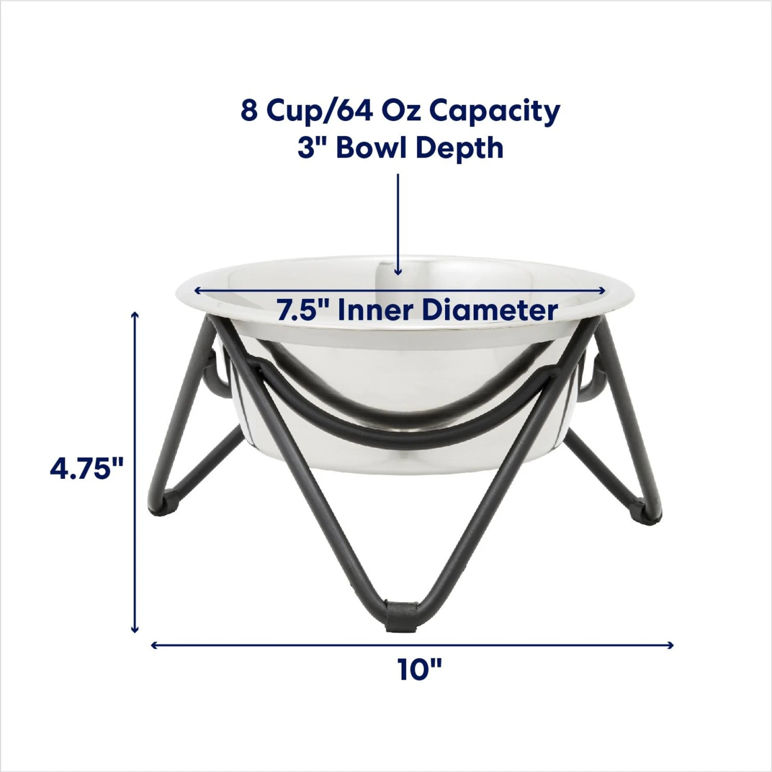 Frisco Triangle Iron Non-Skid Elevated Dog & Cat Bowl 4 Frisco Triangle Iron Non-Skid Elevated Dog & Cat Bowl - Image 2