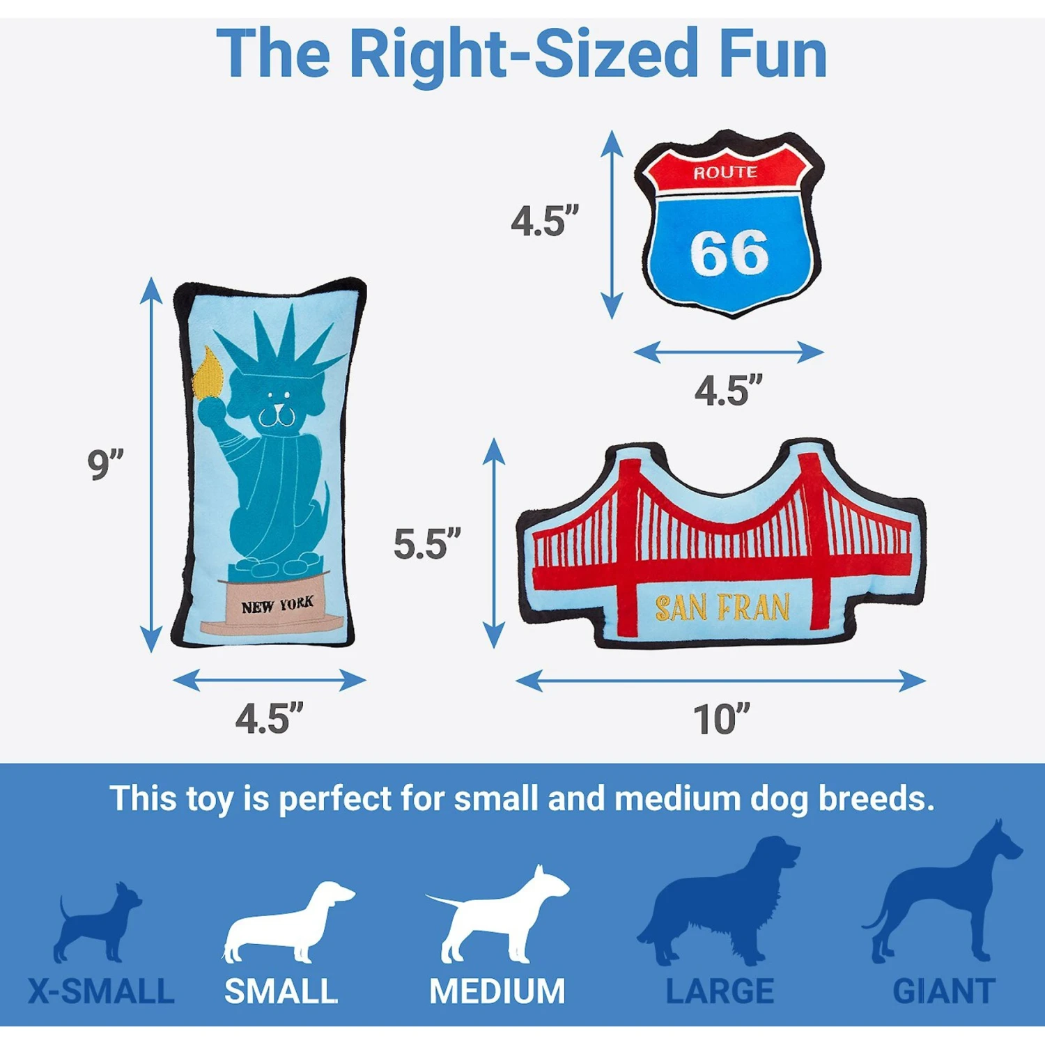 Frisco Road Trip Sightseeing Plush Squeaky Dog Toy, 3 Count 4 Frisco Road Trip Sightseeing Plush Squeaky Dog Toy, 3 Count - Image 2