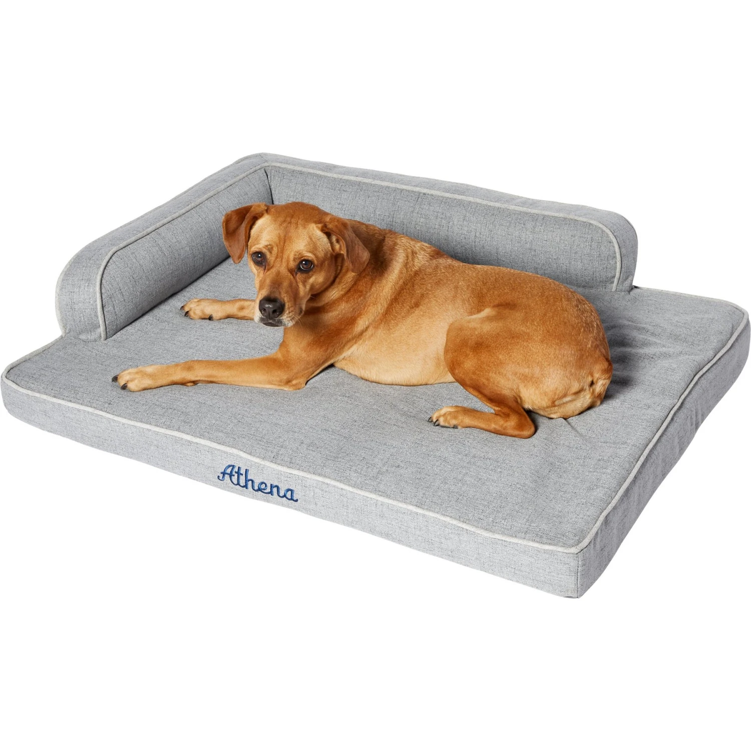 Frisco Faux Linen Corner Personalized Bolster Dog Bed W/Removable Cover, Harbour Blue, XL 5 Frisco Faux Linen Corner Personalized Bolster Dog Bed W/Removable Cover, Harbour Blue, XL - Image 3