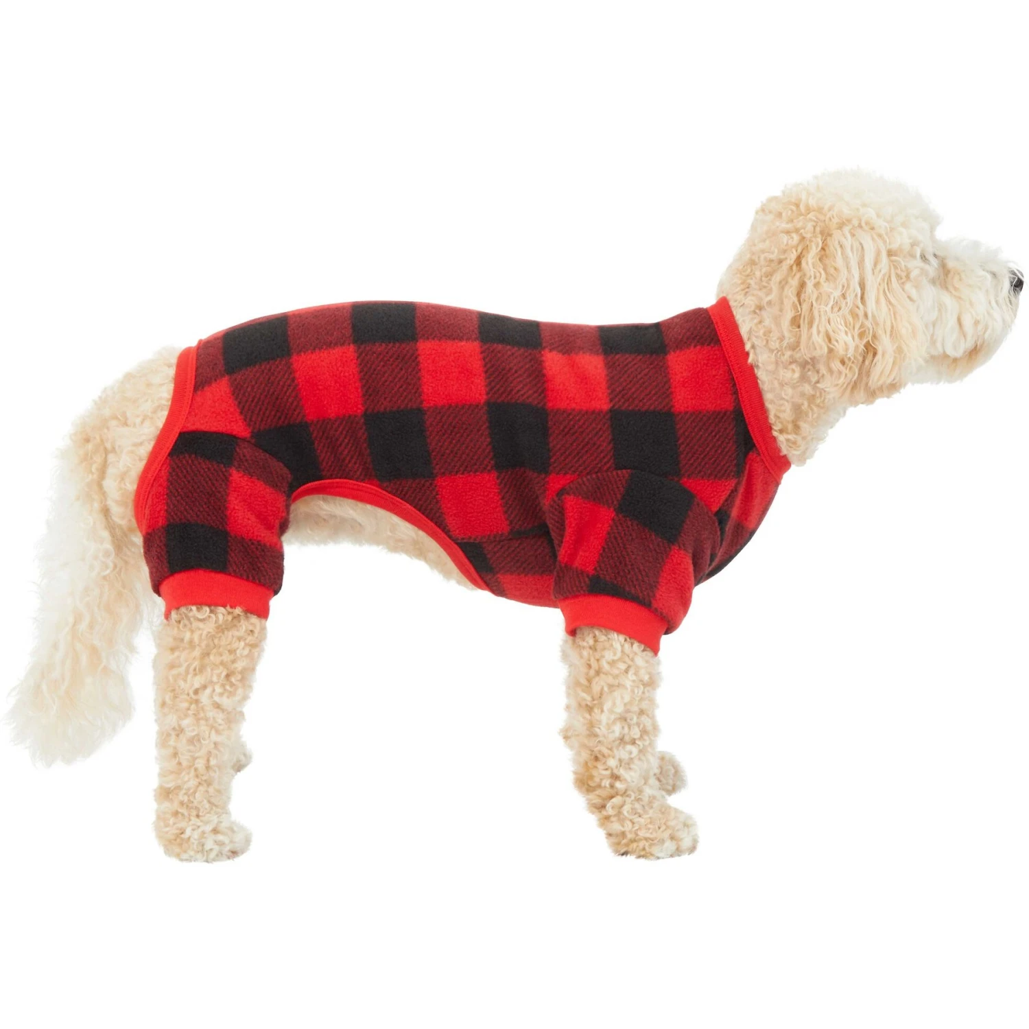 Frisco Dog & Cat Cozy Polar Fleece PJs, Red Plaid 5 Frisco Dog & Cat Cozy Polar Fleece PJs, Red Plaid - Image 3