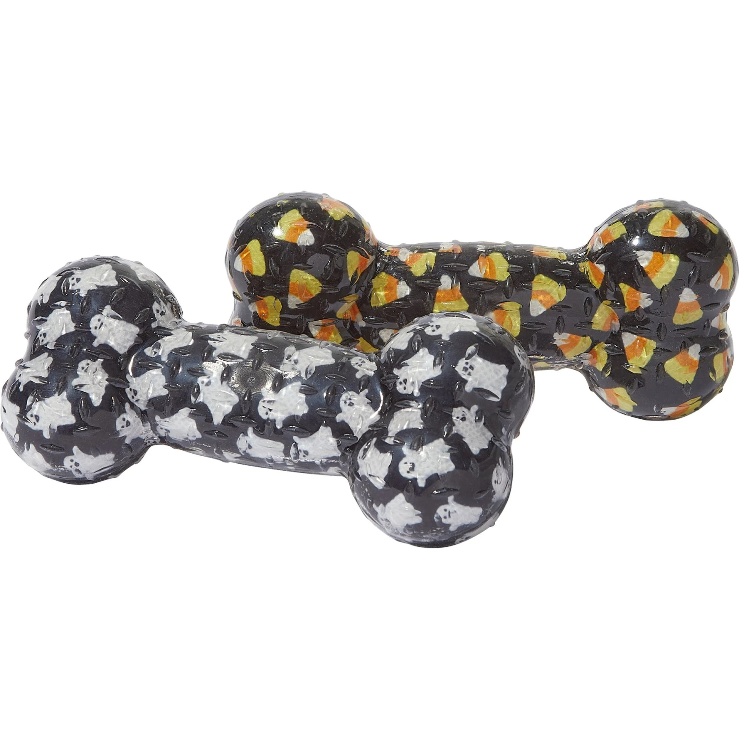 Frisco Halloween Candy Corn & Ghosts TPR Bone Squeaky Dog Toy, 2 Count 3 Frisco Halloween Candy Corn & Ghosts TPR Bone Squeaky Dog Toy, 2 Count