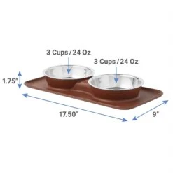 Frisco Silicone Stainless Steel Double Diner Dog & Cat Bowl, Brown 10 Frisco Silicone Stainless Steel Double Diner Dog & Cat Bowl, Brown -Chewy 277551 PT1. AC SS1800 V1628862093