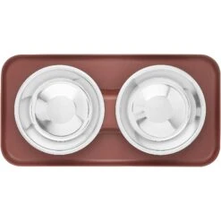 Frisco Silicone Stainless Steel Double Diner Dog & Cat Bowl, Brown 13 Frisco Silicone Stainless Steel Double Diner Dog & Cat Bowl, Brown -Chewy 277551 PT4. AC SS1800 V1627935079