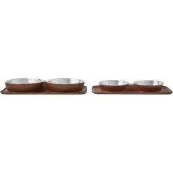 Frisco Silicone Stainless Steel Double Diner Dog & Cat Bowl, Brown 14 Frisco Silicone Stainless Steel Double Diner Dog & Cat Bowl, Brown -Chewy 277551 PT5. AC SS1800 V1627936139