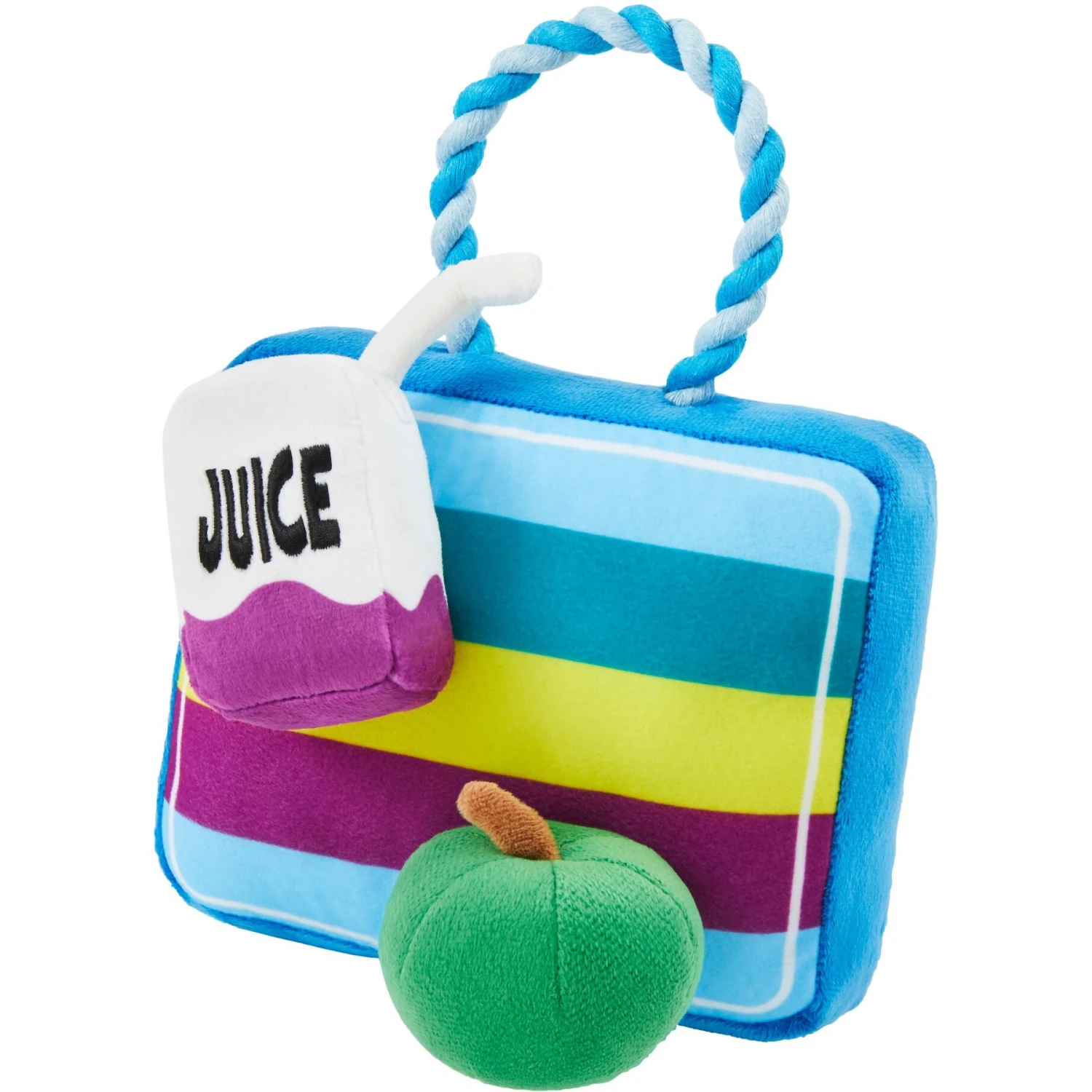 Frisco Back To School Lunchbox With Juice & Apple Plush With Rope Squeaky Dog Toy 3 Frisco Back To School Lunchbox With Juice & Apple Plush With Rope Squeaky Dog Toy