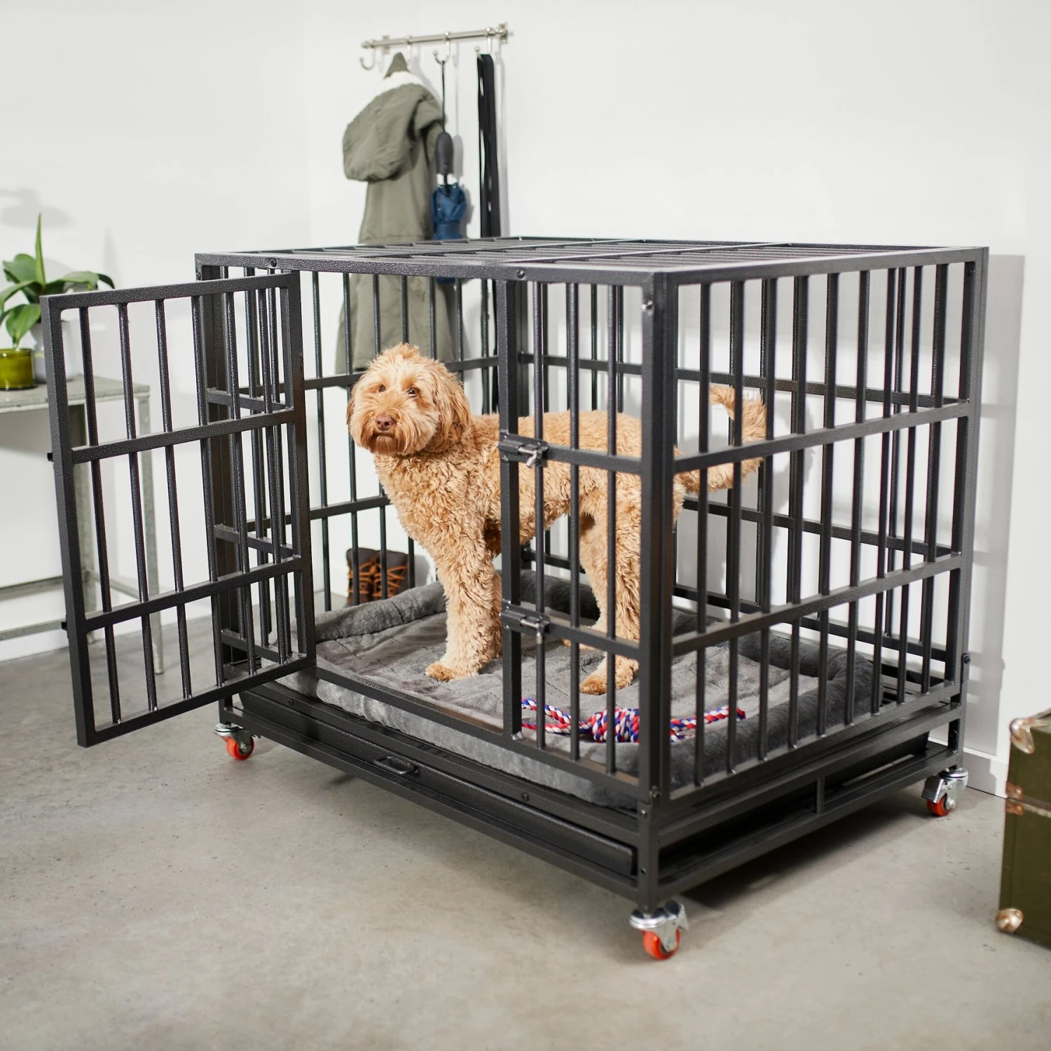 Frisco Ultimate Foldable & Stackable Heavy Duty Steel Metal Single Door Dog Crate 3 Frisco Ultimate Foldable & Stackable Heavy Duty Steel Metal Single Door Dog Crate