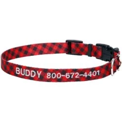 Frisco Buffalo Check Polyester Personalized Dog Collar