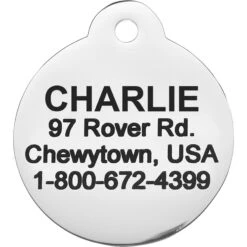 Frisco Chewy Stainless Steel Personalized Dog & Cat ID Tag With Enamel Infill, Round 8 Frisco Chewy Stainless Steel Personalized Dog & Cat ID Tag With Enamel Infill, Round -Chewy 281947 PT4. AC SS1800 V1622726244