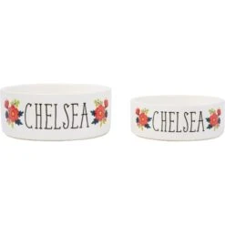 Frisco Flower Ceramic Personalized Dog Bowl 14 Frisco Flower Ceramic Personalized Dog Bowl -Chewy 286985 PT5. AC SS1800 V1625860262