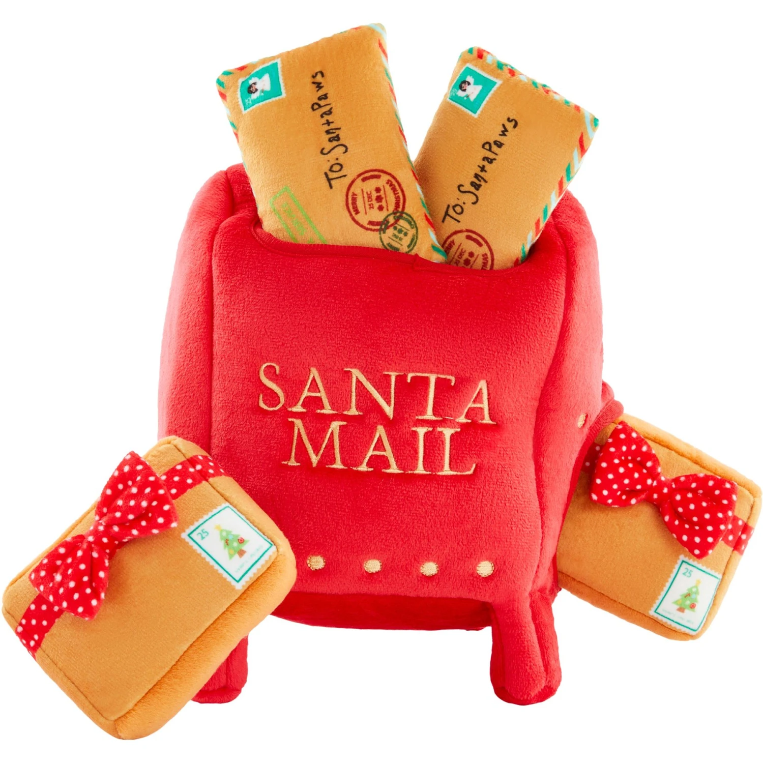 Frisco Holiday North Pole Mailbox Hide & Seek Puzzle Plush Squeaky Dog Toy 3 Frisco Holiday North Pole Mailbox Hide & Seek Puzzle Plush Squeaky Dog Toy