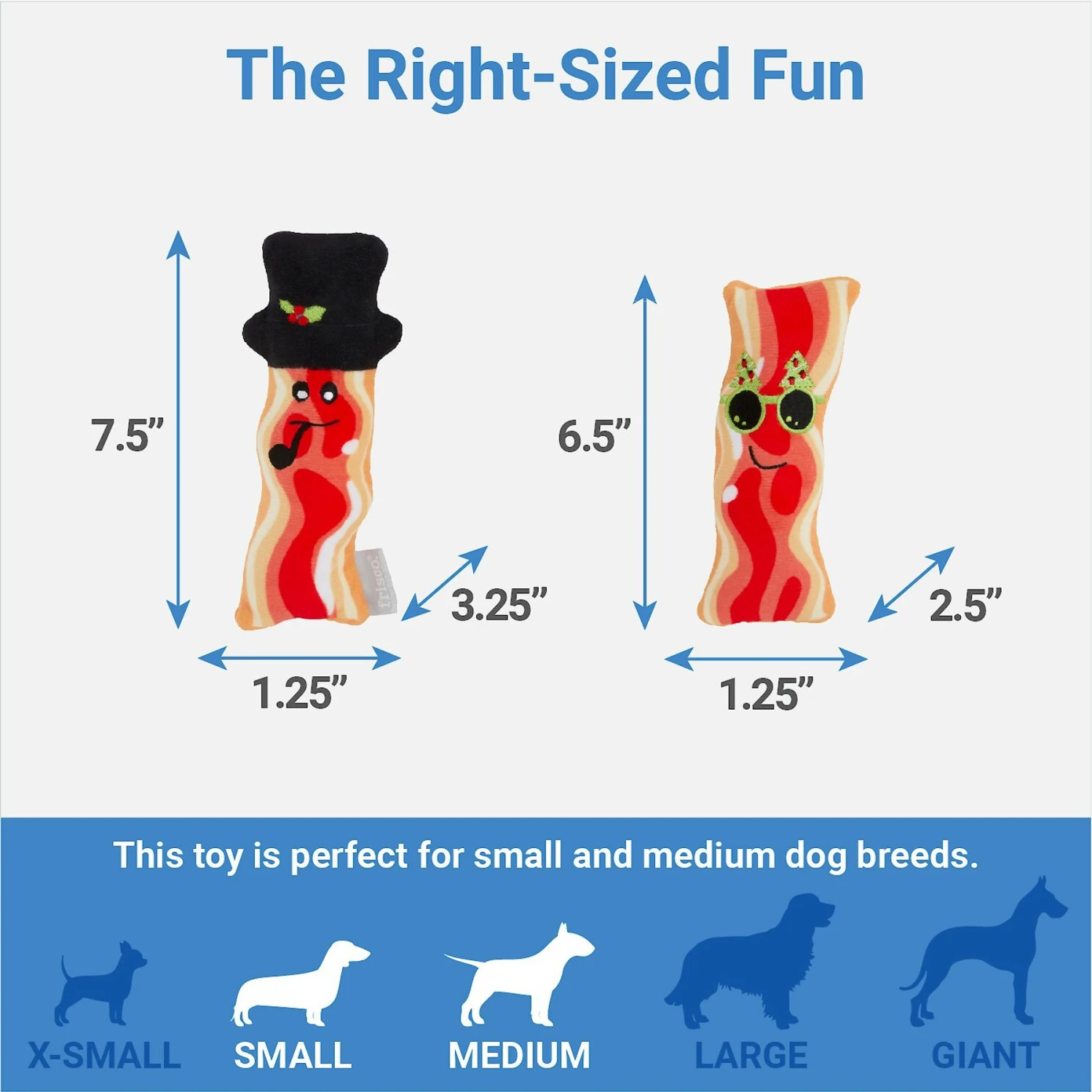 Frisco Holiday Bacon Plush Squeaky Dog Toy, 2 Count 4 Frisco Holiday Bacon Plush Squeaky Dog Toy, 2 Count - Image 2