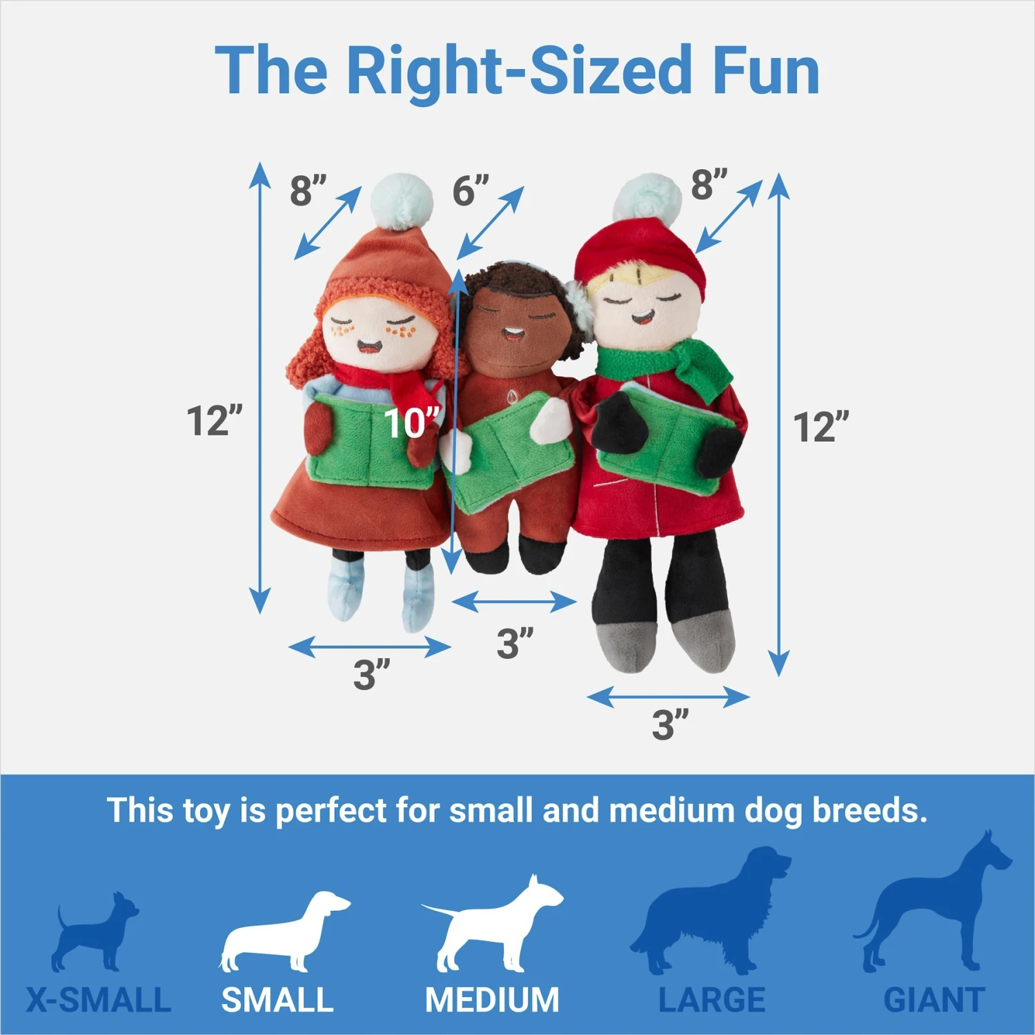 Frisco Holiday Carolers Plush Squeaky Dog Toy, 3 Count 4 Frisco Holiday Carolers Plush Squeaky Dog Toy, 3 Count - Image 2