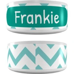 Frisco Personalized Chevron Ceramic Dog & Cat Bowl