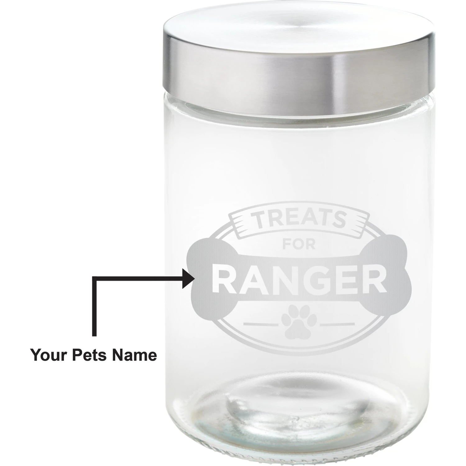 Frisco "Doggie Treats" Glass Personalized Treat Jar With Lid, 5 Cup, 40oz 5 Frisco "Doggie Treats" Glass Personalized Treat Jar With Lid, 5 Cup, 40oz - Image 3