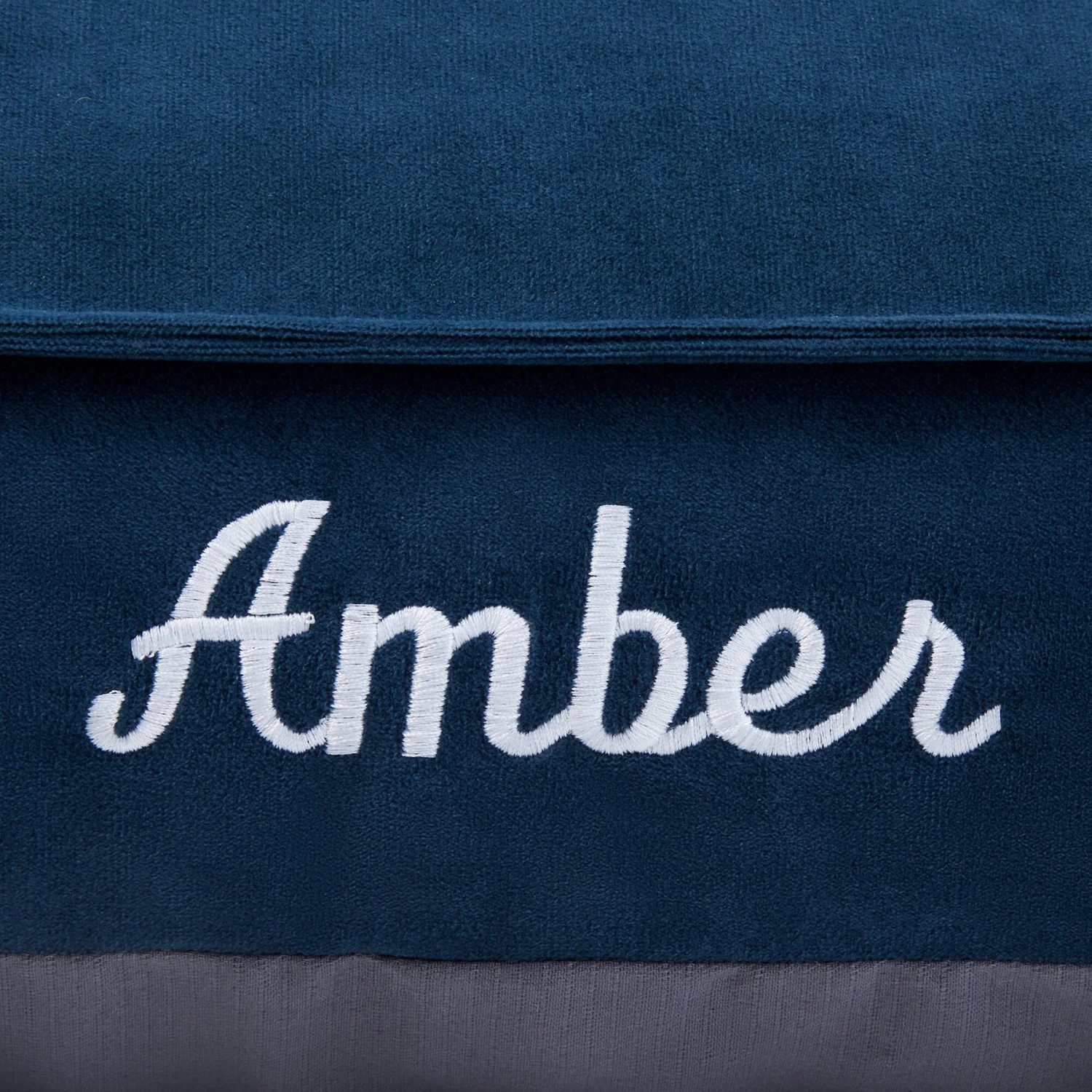 Frisco Personalized Navy Bolstered Bed With Navy Check Bolster 5 Frisco Personalized Navy Bolstered Bed With Navy Check Bolster - Image 3