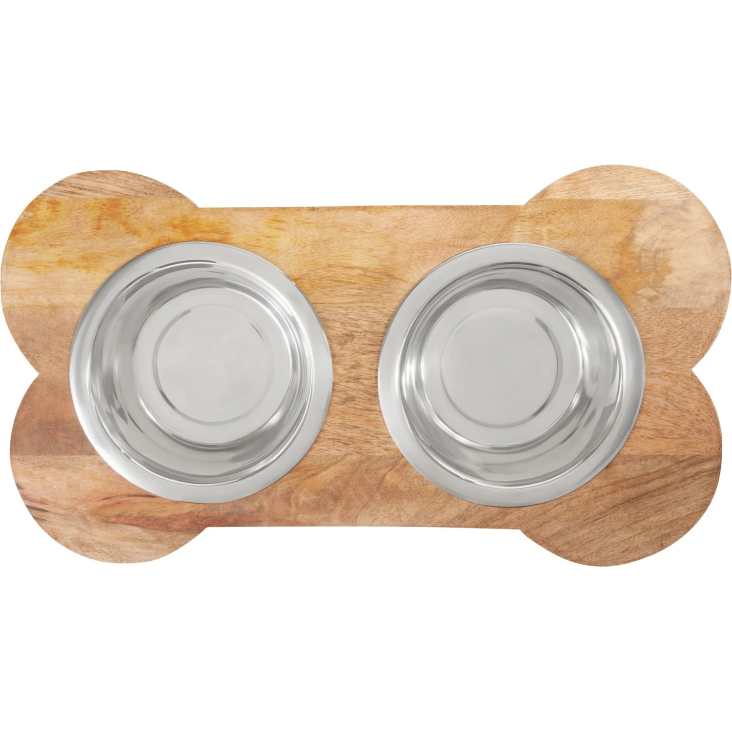 Frisco Premium Wood Elevated Bone Shape Stainless Steel Double Diner Dog & Cat Bowl, 3 Cup 7 Frisco Premium Wood Elevated Bone Shape Stainless Steel Double Diner Dog & Cat Bowl, 3 Cup - Image 5