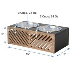 Frisco Premium Wood Elevated Stainless Steel Double Diner Dog & Cat Bowl, Black, 3 Cup 9 Frisco Premium Wood Elevated Stainless Steel Double Diner Dog & Cat Bowl, Black, 3 Cup -Chewy 331509 PT1. AC SS1800 V1652976218