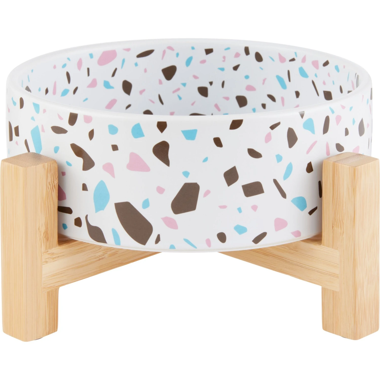 Frisco Elevated Terrazzo Non-skid Ceramic Bowl With Bamboo Stand 3 Frisco Elevated Terrazzo Non-skid Ceramic Bowl With Bamboo Stand