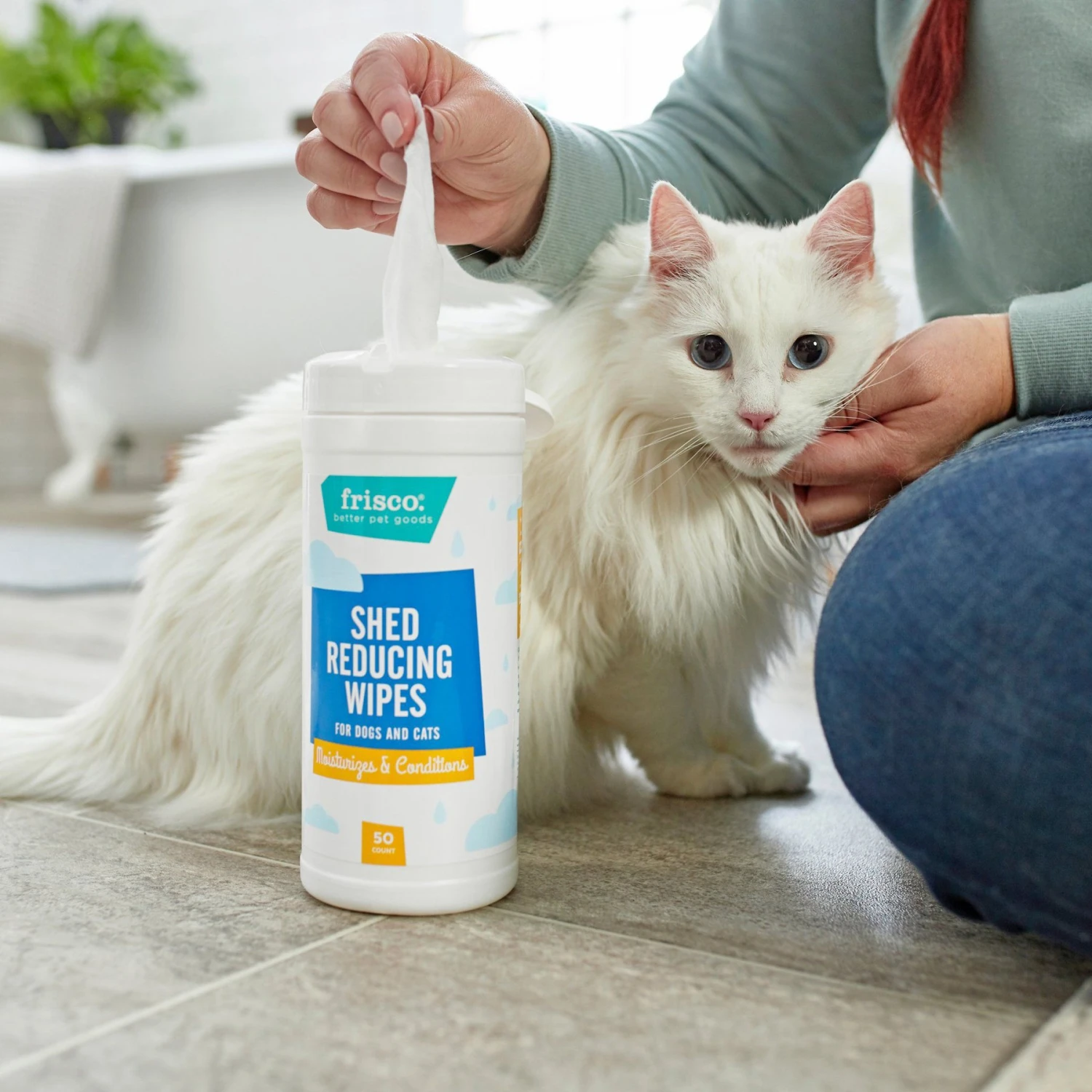 FURminator Long Hair Dog Deshedding Tool & Frisco Shed Reducing Waterless Grooming Wipes For Dogs & Cats, 50 Count 9 FURminator Long Hair Dog Deshedding Tool & Frisco Shed Reducing Waterless Grooming Wipes For Dogs & Cats, 50 Count - Image 7