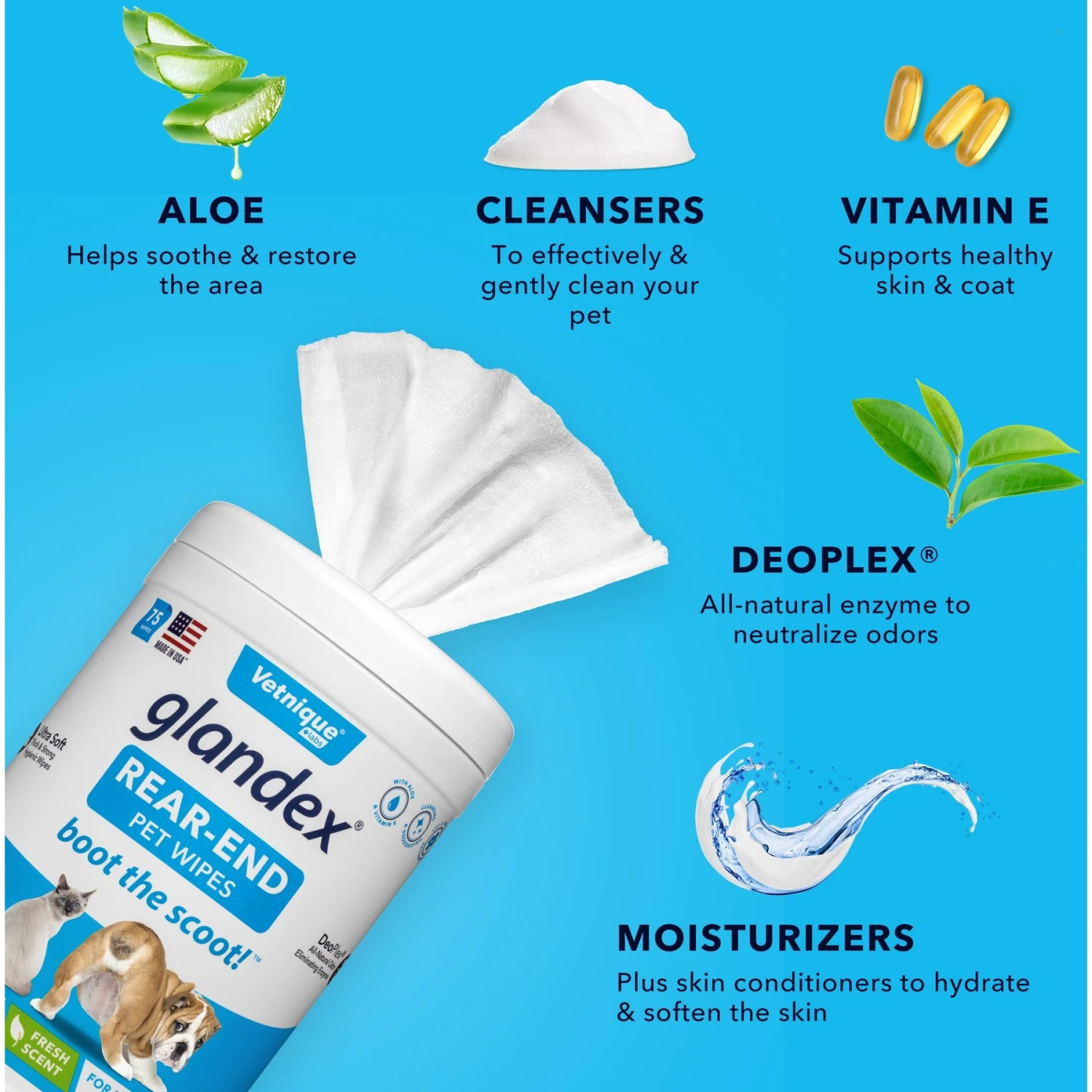 Vetnique Labs Glandex Wipes Rear End Anal Gland Cleansing & Deodorizing Hygienic Rear End Boot The Scoot Dog & Cat Wipes & Frisco Disposable Male Dog Wraps 6 Vetnique Labs Glandex Wipes Rear End Anal Gland Cleansing & Deodorizing Hygienic Rear End Boot The Scoot Dog & Cat Wipes & Frisco Disposable Male Dog Wraps - Image 4