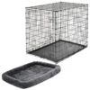 Frisco Heavy Duty Single Door Wire Dog Crate & MidWest Quiet Time Fleece Dog Crate Mat