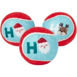 Frisco Holiday Santa's Helpers Plush Squeaky Dog Toy, 3 Count & Frisco Holiday Ho Ho Ho Fetch Squeaky Tennis Ball Dog Toy -Chewy 986214 PT5. AC SS1800 V1698258463
